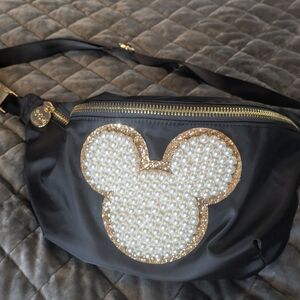 Stoney Clover Lane Black and Gold Pearl Crossbody Bag Disney World